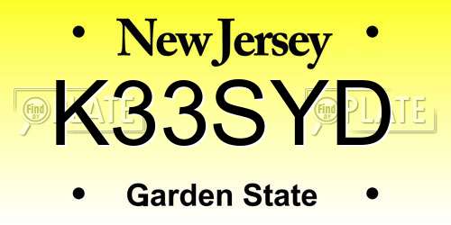 K33SYD New Jersey License Plate