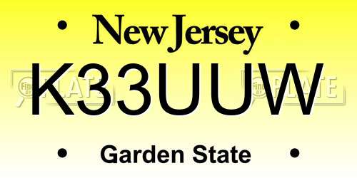K33UUW New Jersey License Plate