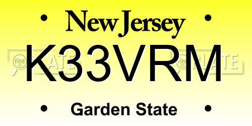 K33VRM New Jersey License Plate