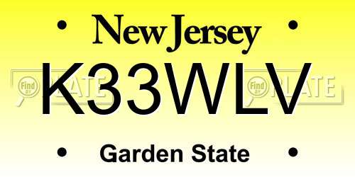 K33WLV New Jersey License Plate
