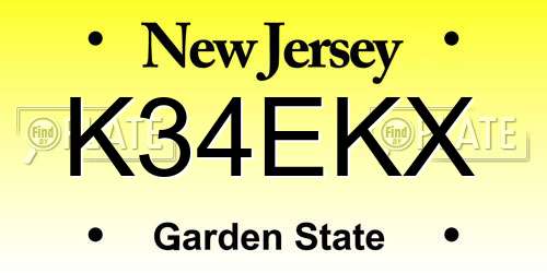 K34EKX New Jersey License Plate