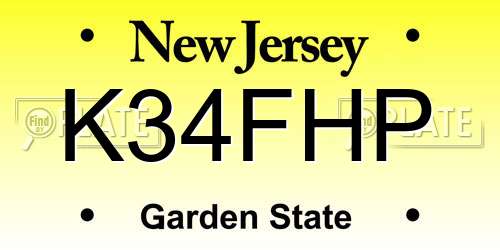 K34FHP New Jersey License Plate