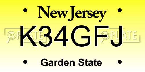 K34GFJ New Jersey License Plate