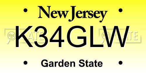 K34GLW New Jersey License Plate