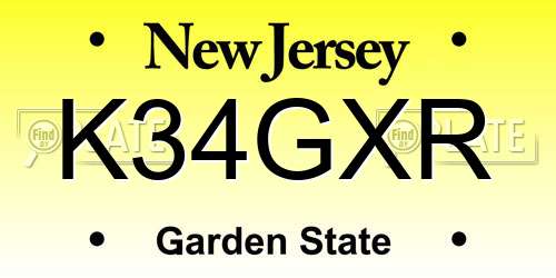 K34GXR New Jersey License Plate