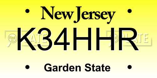 K34HHR New Jersey License Plate