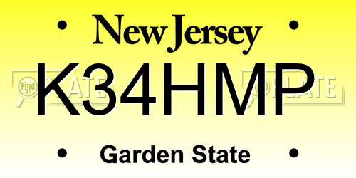 K34HMP New Jersey License Plate
