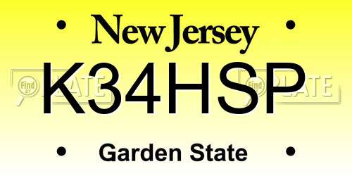 K34HSP New Jersey License Plate
