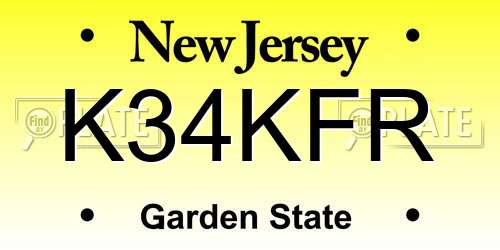 K34KFR New Jersey License Plate