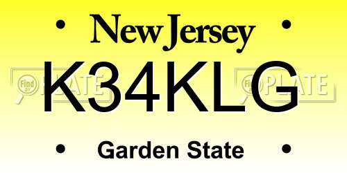 K34KLG New Jersey License Plate