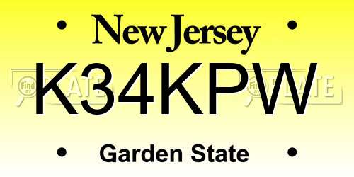 K34KPW New Jersey License Plate