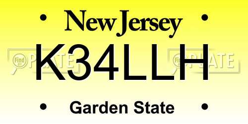 K34LLH New Jersey License Plate