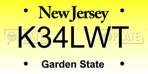 K34LWT New Jersey License Plate