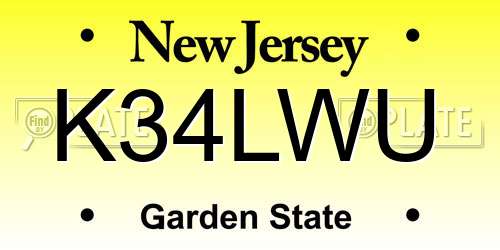 K34LWU New Jersey License Plate