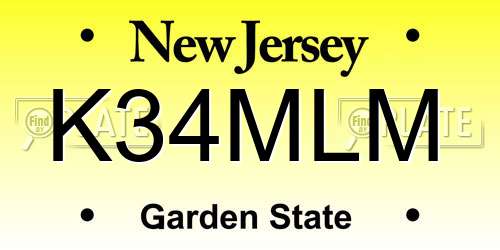 K34MLM New Jersey License Plate