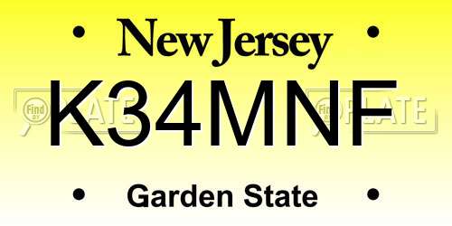 K34MNF New Jersey License Plate