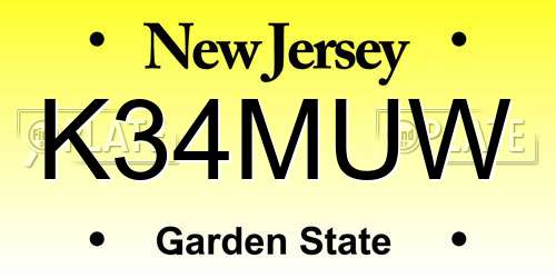 K34MUW New Jersey License Plate