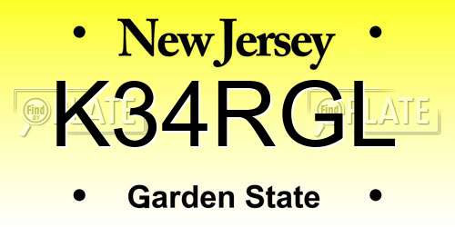 K34RGL New Jersey License Plate