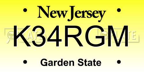 K34RGM New Jersey License Plate