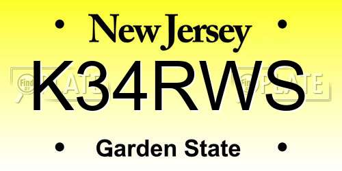 K34RWS New Jersey License Plate