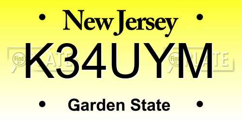 K34UYM New Jersey License Plate
