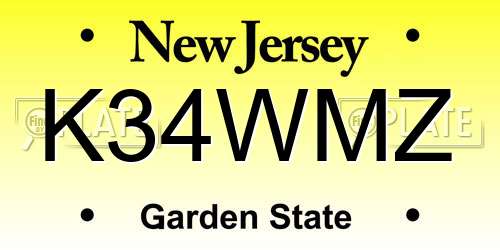 K34WMZ New Jersey License Plate