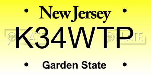 K34WTP New Jersey License Plate