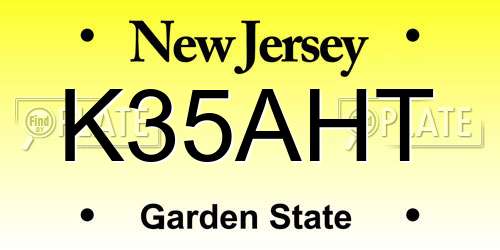 K35AHT New Jersey License Plate