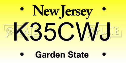 K35CWJ New Jersey License Plate