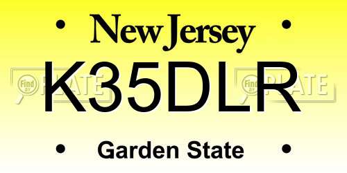 K35DLR New Jersey License Plate