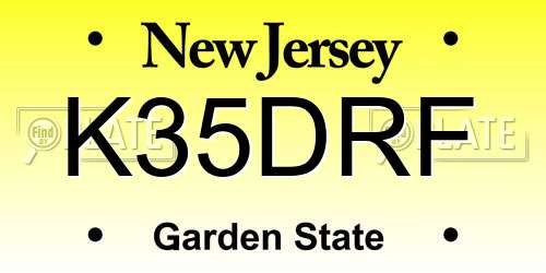K35DRF New Jersey License Plate