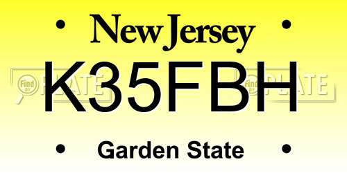 K35FBH New Jersey License Plate