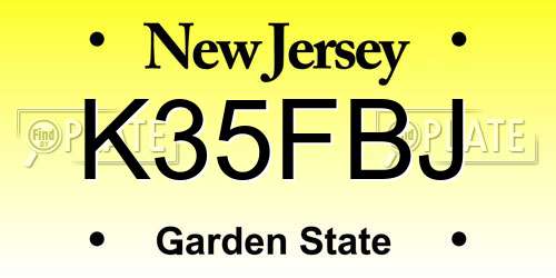 K35FBJ New Jersey License Plate