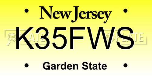 K35FWS New Jersey License Plate
