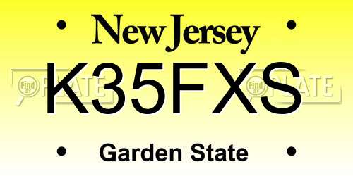 K35FXS New Jersey License Plate