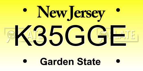 K35GGE New Jersey License Plate