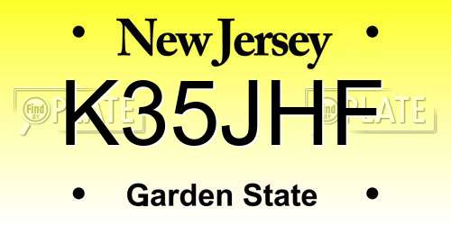 K35JHF New Jersey License Plate