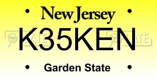 K35KEN New Jersey License Plate