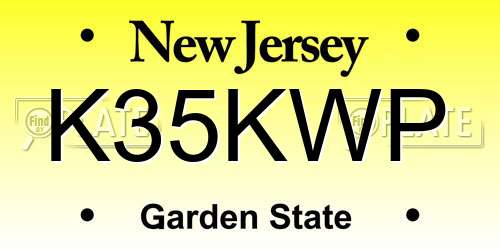 K35KWP New Jersey License Plate