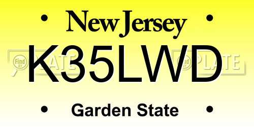 K35LWD New Jersey License Plate