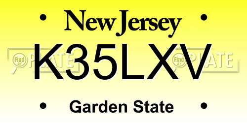 K35LXV New Jersey License Plate