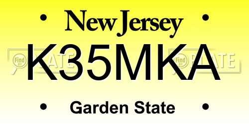 K35MKA New Jersey License Plate