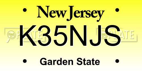 K35NJS New Jersey License Plate