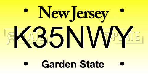 K35NWY New Jersey License Plate