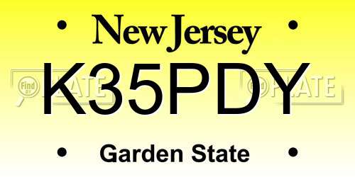 K35PDY New Jersey License Plate