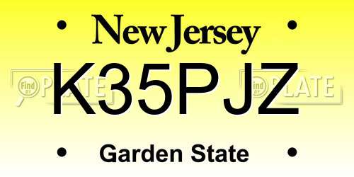 K35PJZ New Jersey License Plate