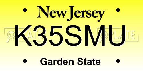 K35SMU New Jersey License Plate