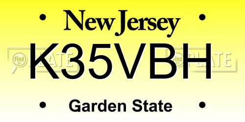 K35VBH New Jersey License Plate