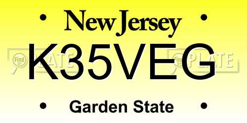 K35VEG New Jersey License Plate