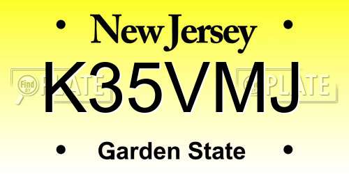 K35VMJ New Jersey License Plate